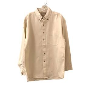 Most Wanted Made on Earth by Humans Button Down Long Sleeve Shirt, Cream, Size M
